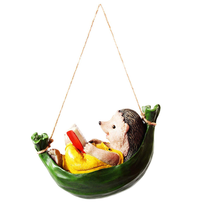 Hanging Hedgehog on Hammock Reading Book