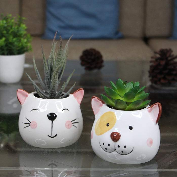 Imported Set of 2 Ceramic Bear Small Size plant Pot