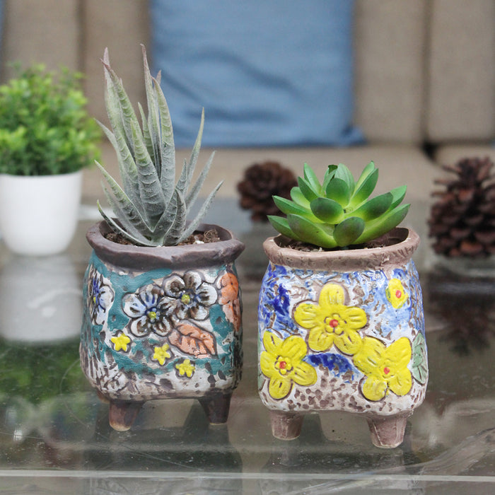 Imported Set of 2 Ceramic Vintage Small Size plant Pot