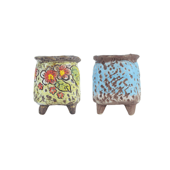 Imported Set of 2 Ceramic Vintage Small Size plant Pot