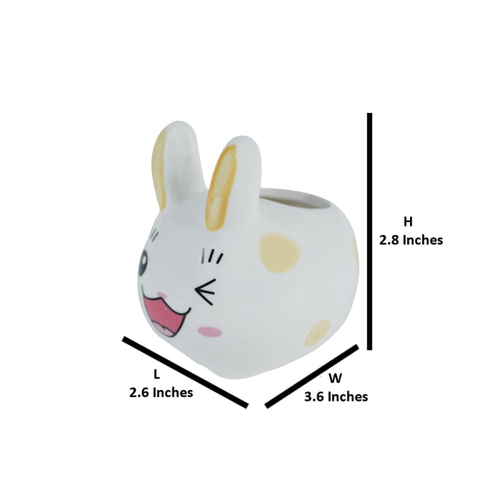 Imported Set of 2 Ceramic Yellow Bunny Small Size plant Pot