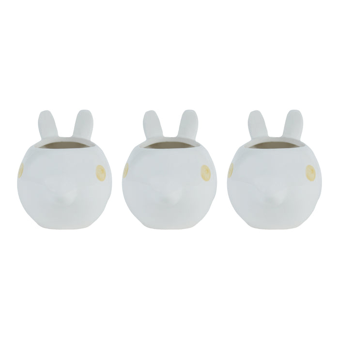 Imported Set of 2 Ceramic Yellow Bunny Small Size plant Pot