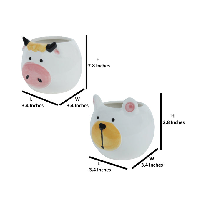 Imported Set of 2 Ceramic Pig and Bear Pot