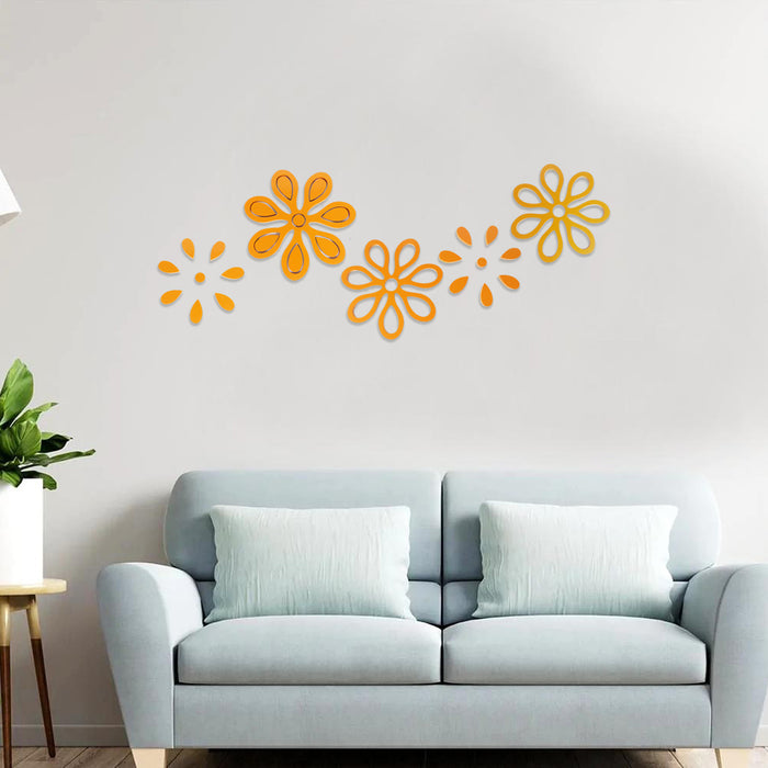 Flower shaped 3D Flowers Wall Stickers for DIY Home Decoration - Orange