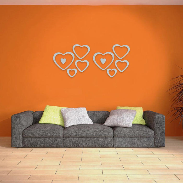 Heart Shaped 3D stickers for DIY Wall decoration - White