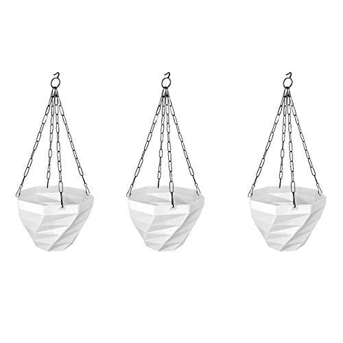3DEE Hanging (Set of 3) (White) designer Hanging Basket Plastic Nursery Pots