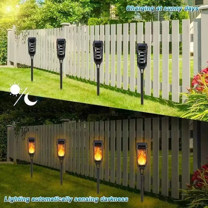 Wonderland ( pack of 4) 17 inches Small Solar Garden Light Scene Torch Mashaal Light IP65 Waterproof Outdoor Solar Lamp Auto On/Off Solar Lighting for Yard Garden Party and Festival Decoration