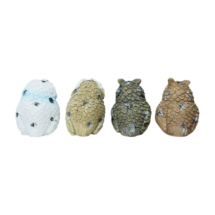 (Set of 4) Resin Owls Miniature Toys Fairy Garden