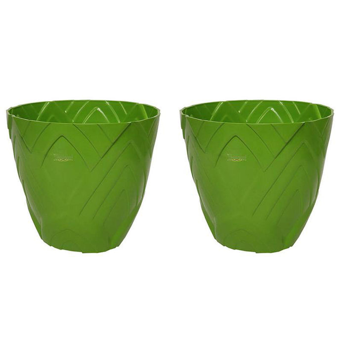 Set of 2 : Green Lotus 8 Inches PP/ PVC / High Quality Plastic Planter