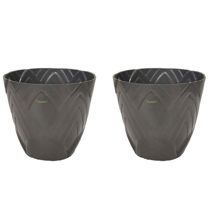 Set of 2 : Grey Lotus 8 Inches PP/ PVC / High Quality Plastic Planter