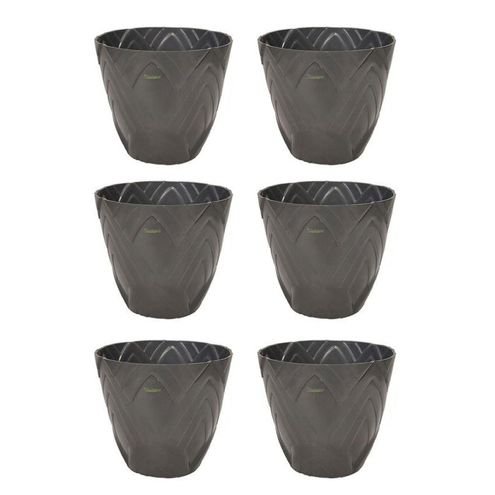 Set of 6 : Grey Lotus 8 Inches PP/ PVC / High Quality Plastic Planter