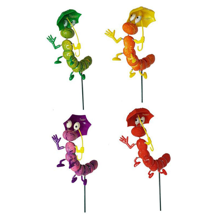 (Set of 4) Caterpillar with Umbrella Stake/Stick for Garden Decoration