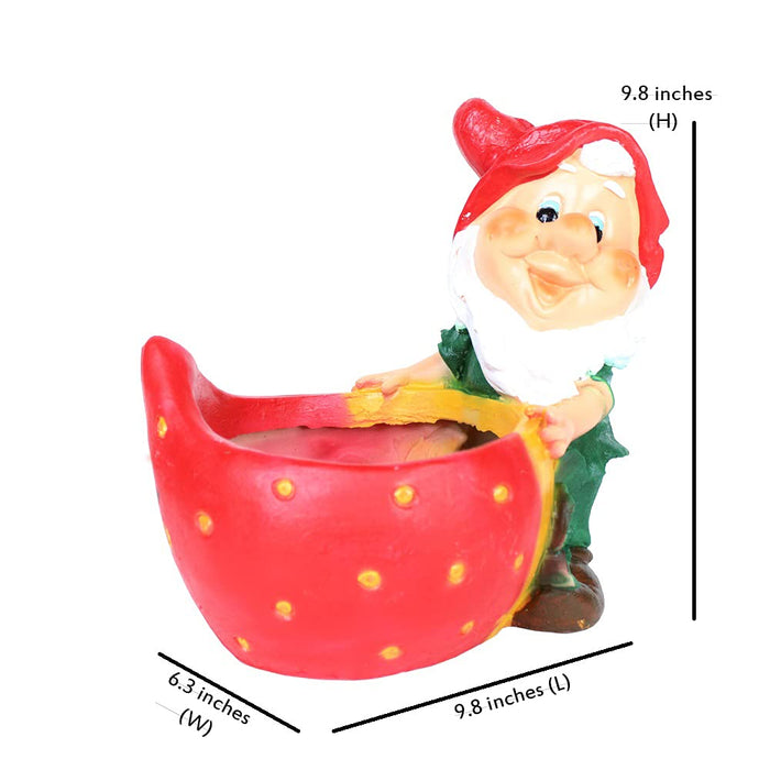 Gnome & Strawberry Pot for Garden Decoration