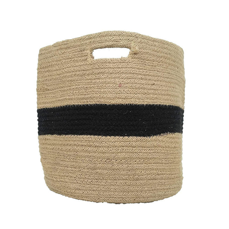Jute Planter & Multi Purpose Storage Bag for Home Use (Beige & Black)