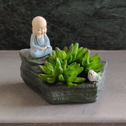 Monk Succulent Pot for Home and Balcony Decoration (White) - Wonderland Garden Arts and Craft