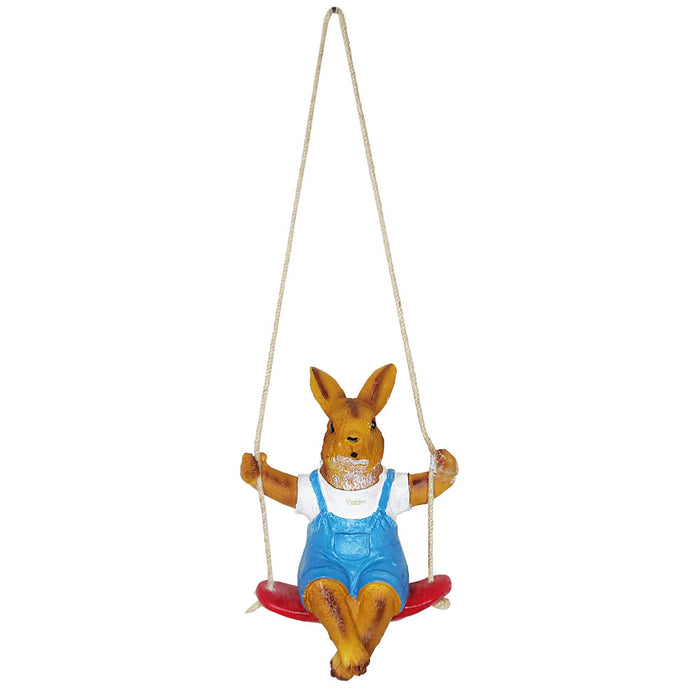 Rabbit on Swing for Garden Decoration