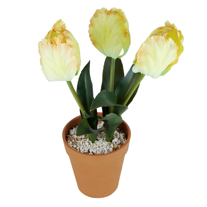 Tulip with plastic pot artificial flower with plastic pot and gravel