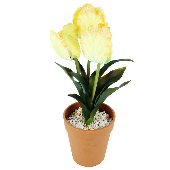 Tulip with plastic pot (Set of 2) artificial flower with plastic pot and gravel