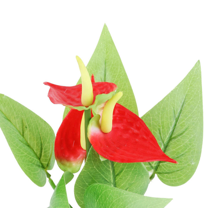 Artificial Anthurium Flower with Plastic pot in Red