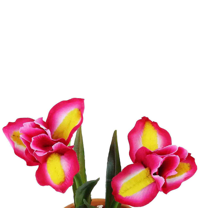 Pink& yellow flower with plastic pot (Set of 2) artificial flower with plastic pot and gravel