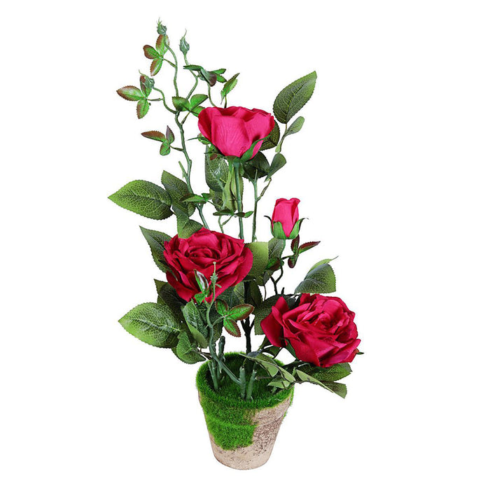 Red Rose artificial flower with pot