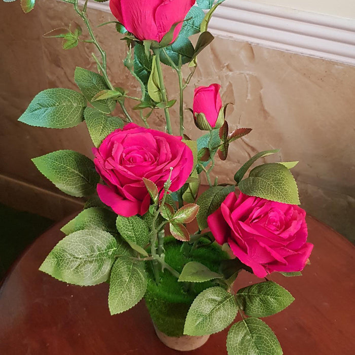 Red Rose artificial flower with pot