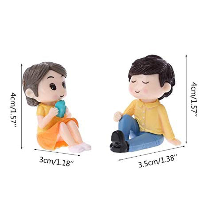 Miniature Toys : (Set of 2) Kids Sitting sipping for Fairy Garden Accessories