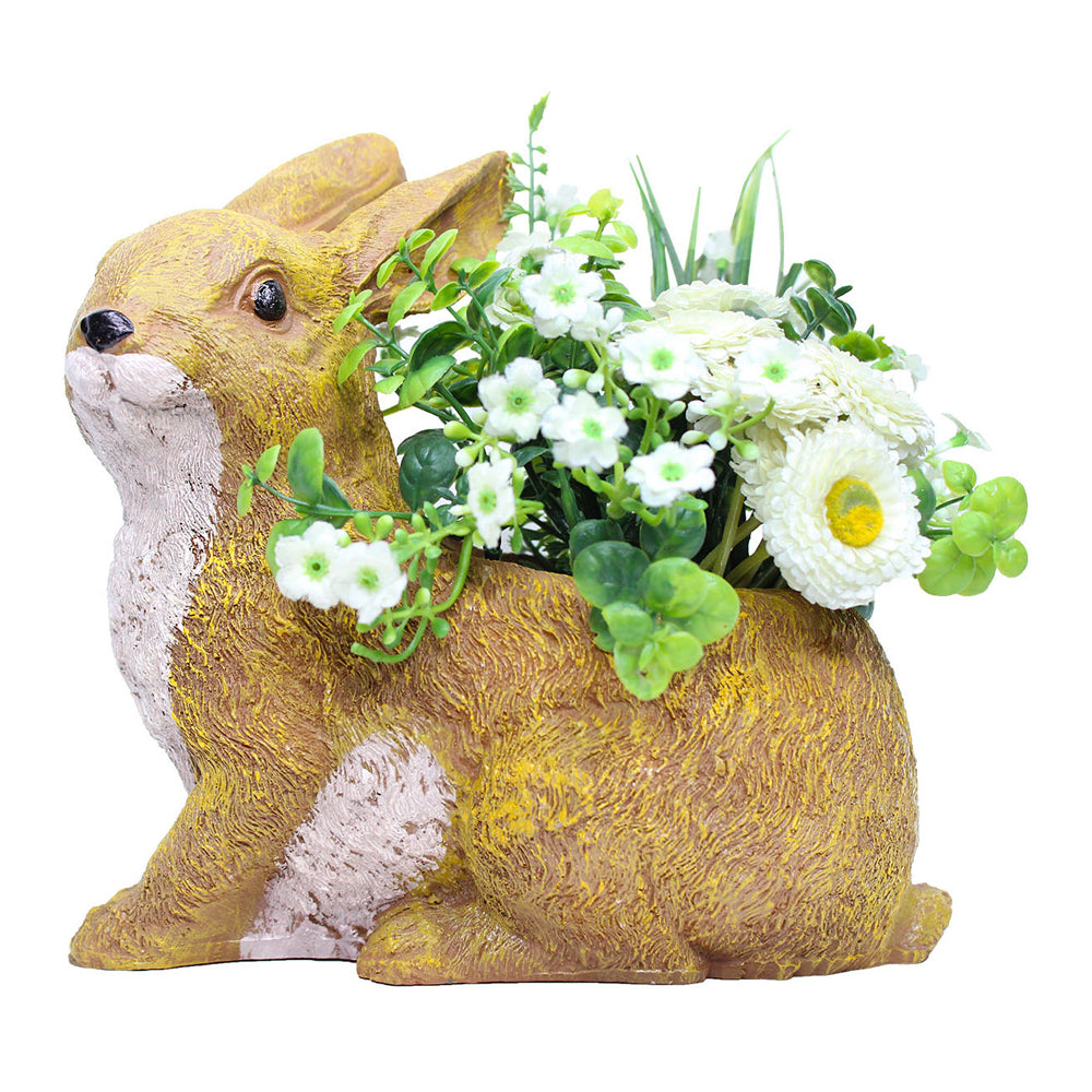 Rabbit Statue Planter for Home, Balcony and Garden Decoration (Brown)