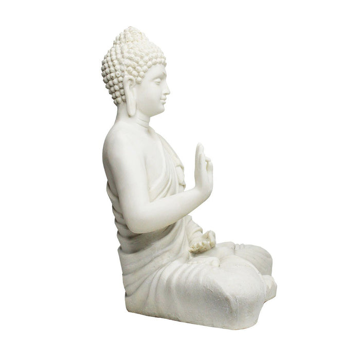14 Inch Buddha Statue for Home and Garden Decoration (White)