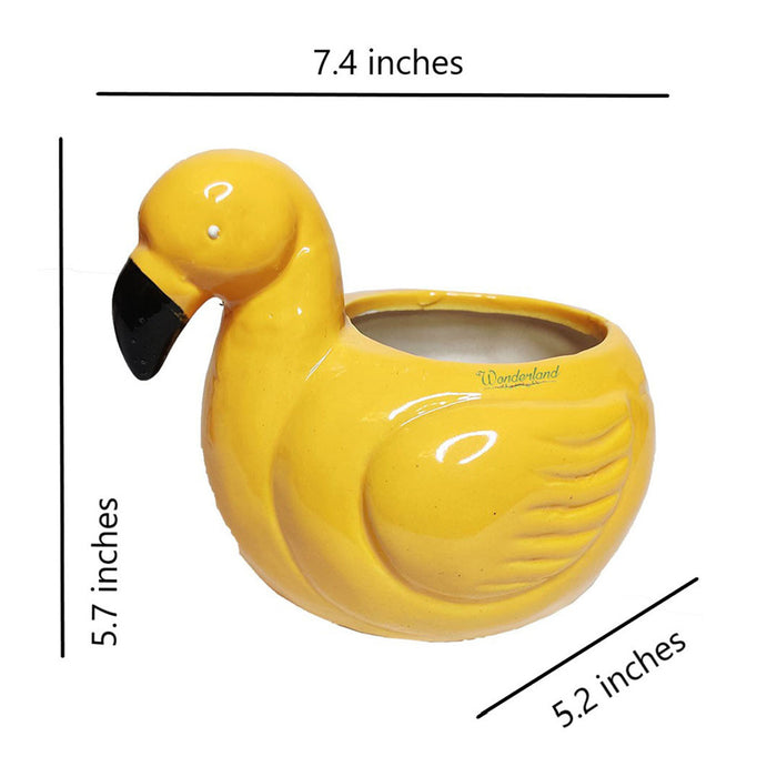 Duck Ceramic Pot for Home and Garden Decoration (Yellow)
