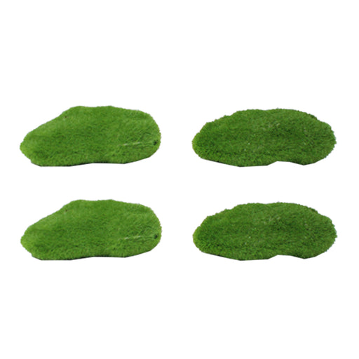 Miniature Toys:  (Set of 4) Small Moss Green Stone - Wonderland Garden Arts and Craft