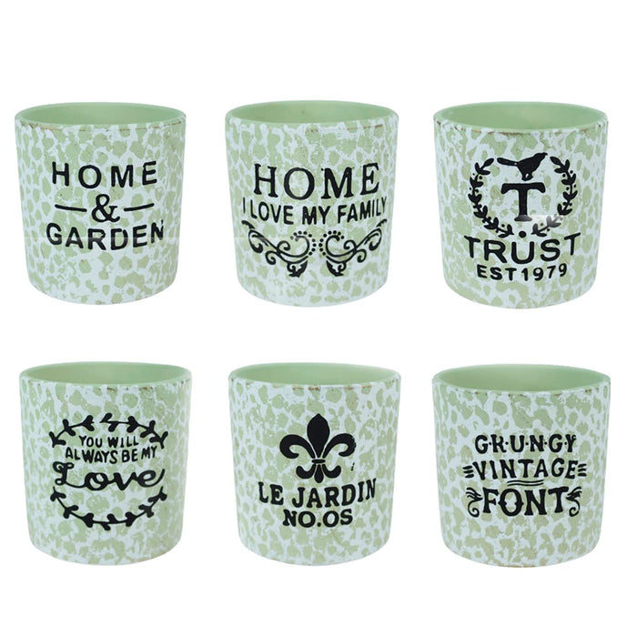 (Set of 6) Imported Printed Big Pot for Home Decoration (Green)