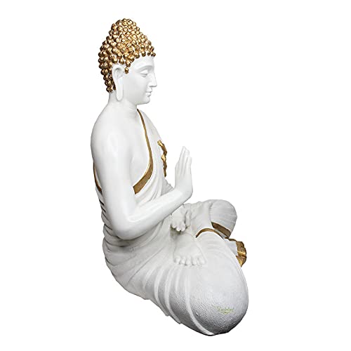 21.6 Inch Buddha Statue for Home Decoration (Golden White)