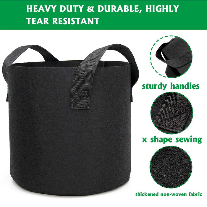 (Pack of 3) Assorted Grow Bags Heavy Duty Container Plant Pots with Handle.