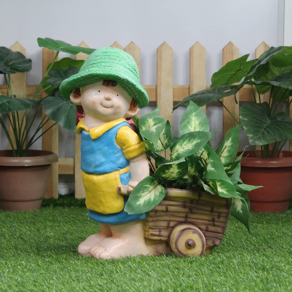 New Girl Pushing Cart Planter
