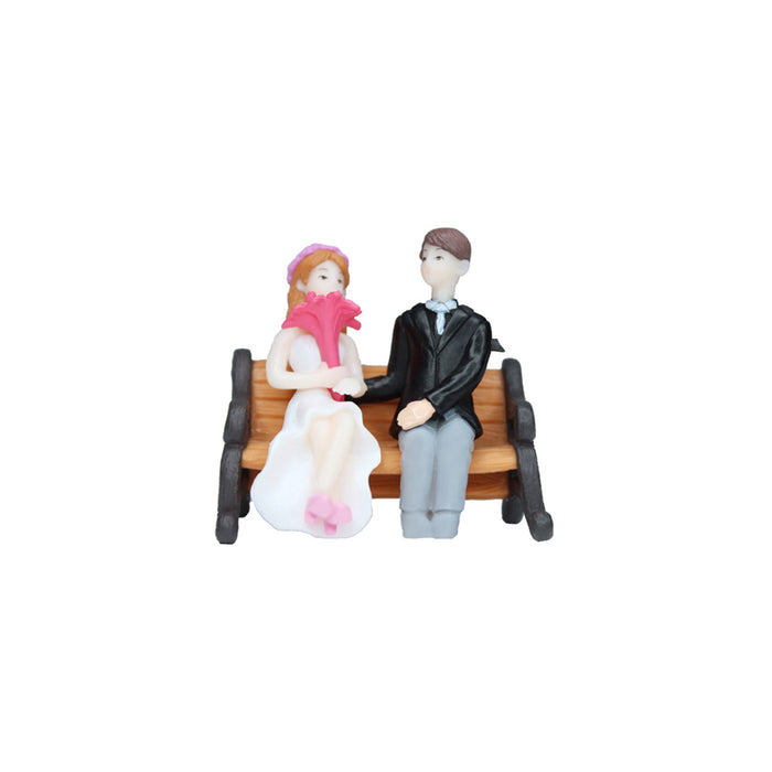 Miniature Toys : (Set of 2) Bride Groom on Bench for Fairy Garden Accessories