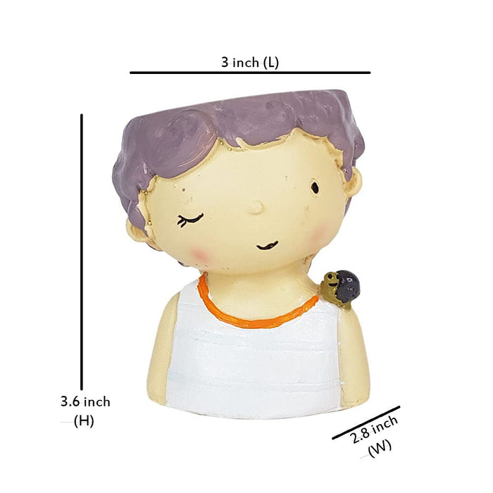 Boy with Snail Succulent Pot for Home Decoration