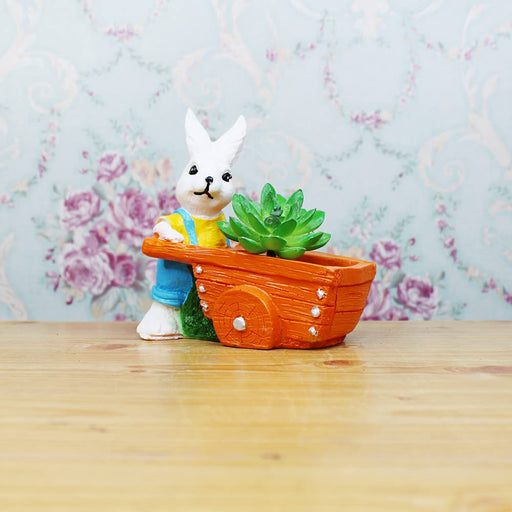 Bunny with Cart for Succulent Pot for Home and Balcony Decoration - Wonderland Garden Arts and Craft