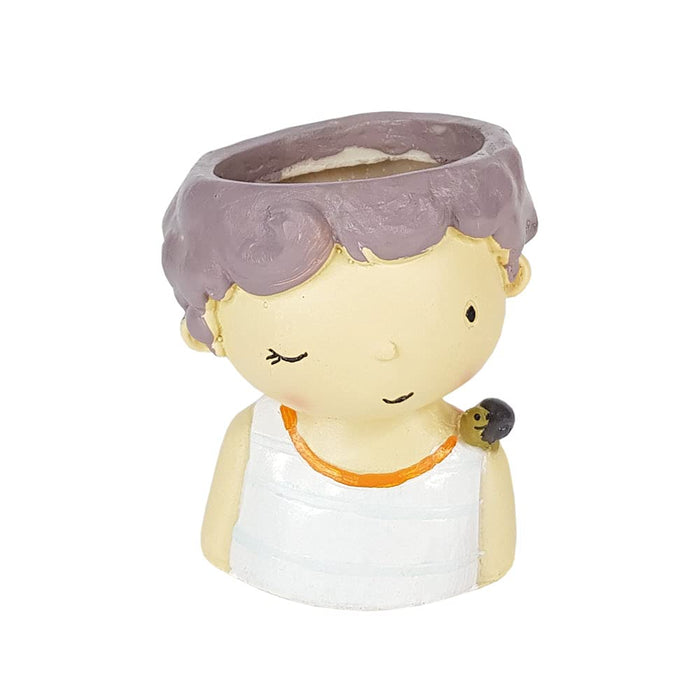 Boy with Snail Succulent Pot for Home Decoration