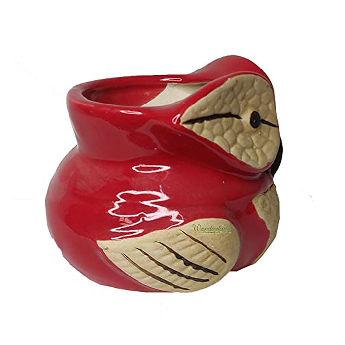 New Owl Ceramic Pot for Home and Garden Decoration (Red) - Wonderland Garden Arts and Craft
