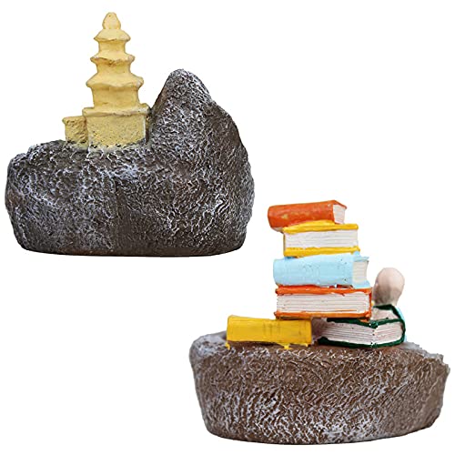 (Set of 2) Monk with Temple & Book Succulent Pot for Home Decoration