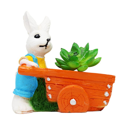 Bunny with Cart for Succulent Pot for Home and Balcony Decoration - Wonderland Garden Arts and Craft
