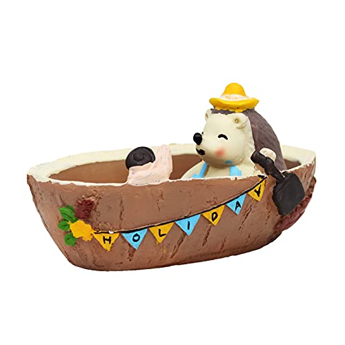 Hedgehog on Boat Pot for Home and Balcony Decoration