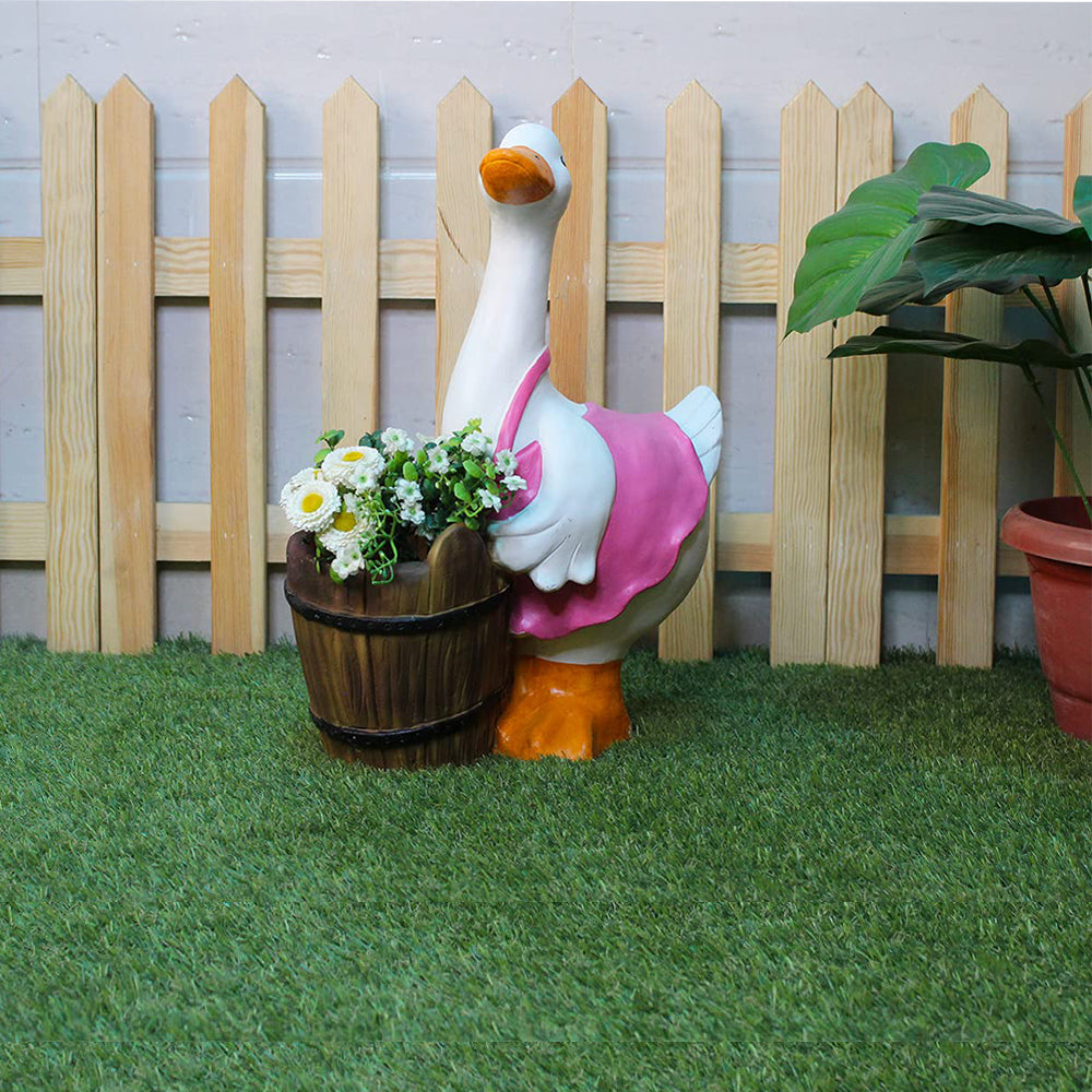 Duck With Pot Planter for Home, Balcony and Garden Decorative (Pink)