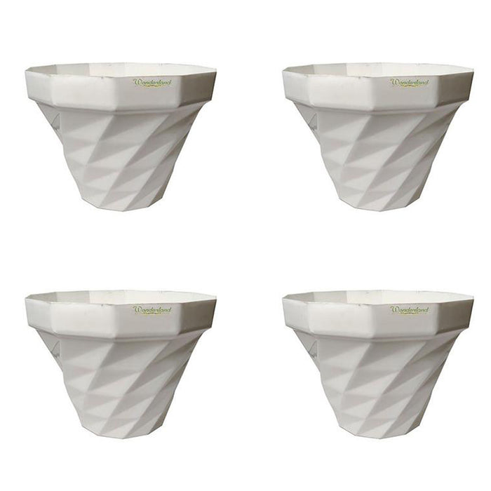 Plastic Pots : 3Dee white plastic Planter pots (Set of 4)