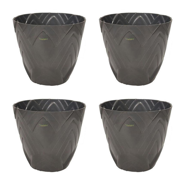 Set of 4 : Grey Lotus 8 Inches PP/ PVC / High Quality Plastic Planter