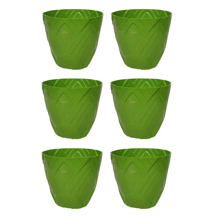 Set of 6 : Green Lotus 8 Inches PP/ PVC / High Quality Plastic Planter