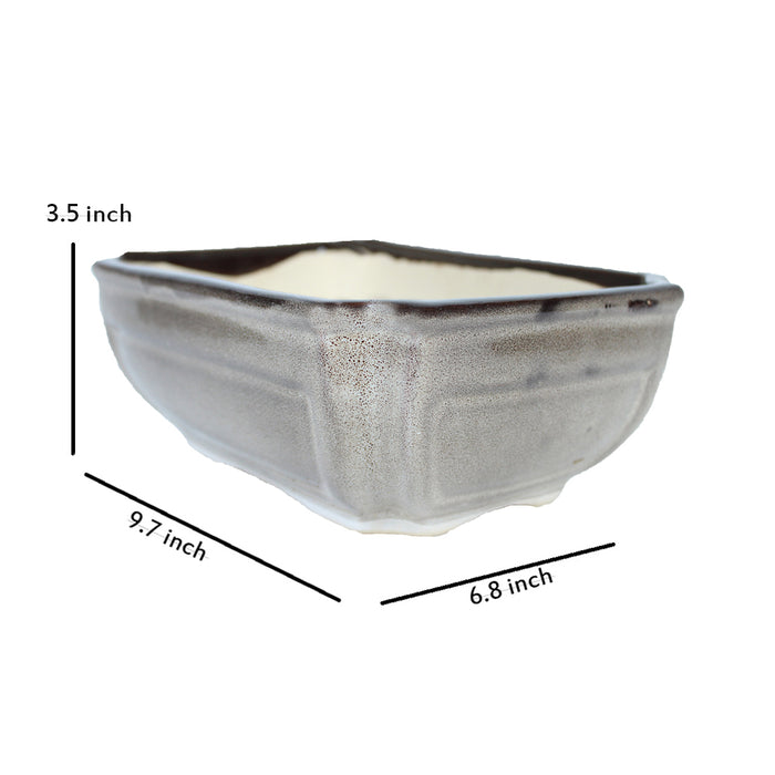 Ceramic Big Bonsai Tray for Home Decoration (Grey)