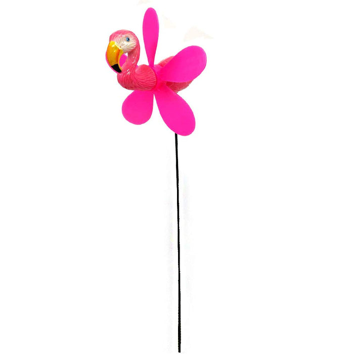 (Set of 4) Fan Pink Flamingo Garden Decoration Outdoor Stakes