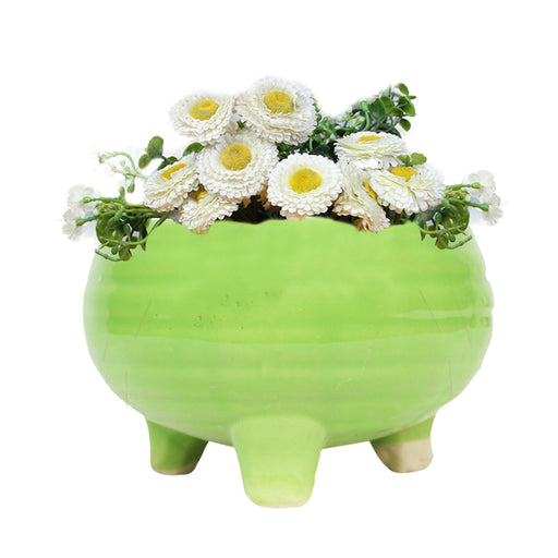 3 Leg Bowl Ceramic pots for Home Decoration (Green) - Wonderland Garden Arts and Craft